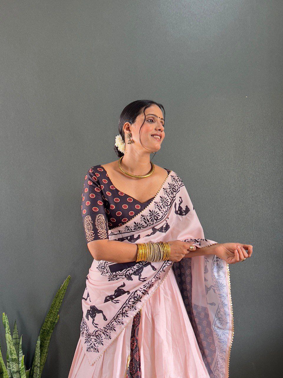 ROYAL COLOUR PURE COTTON DIGITAL PRINT LAHENGA CHOLI