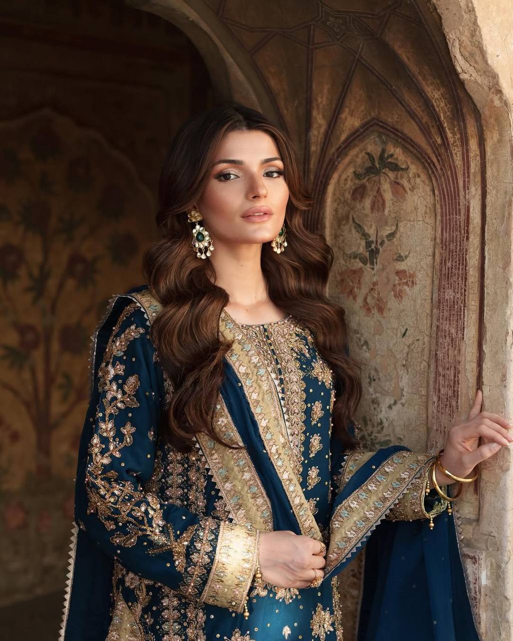 Blue And Gold Latest Kurta Dupatta Set With Sequence Work | Ready To Wear