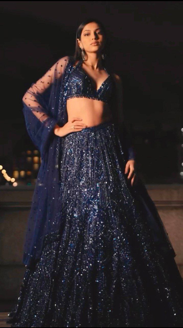 Elagance Blue Women’s Traditional Silk Lehenga