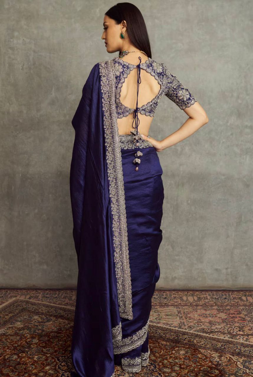 Navy blue Soft space silk saree