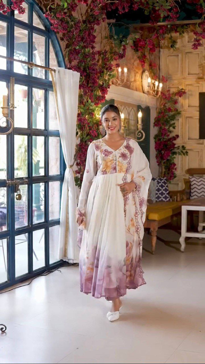 Tabby Organza With Embroidery Sequence Gown