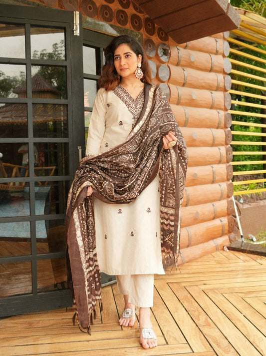 Khadi Cotton with Beautiful Embroidery Kurti