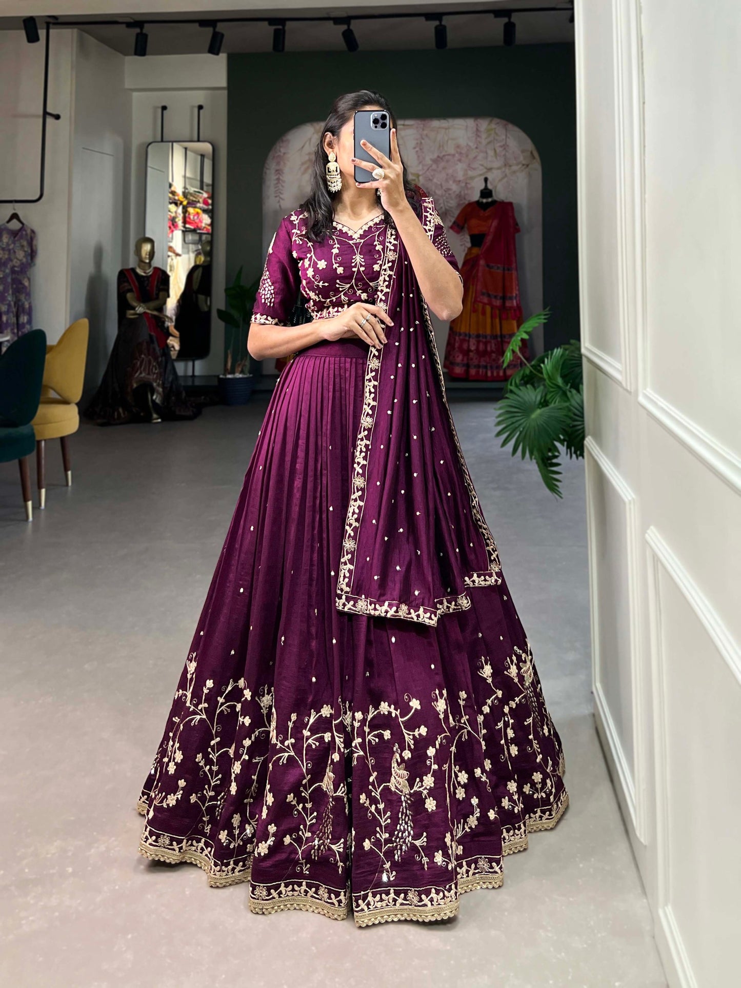 Trendy Purple Viscose Embroidered Lehenga Choli – Stylish Ethnic Wear for Women