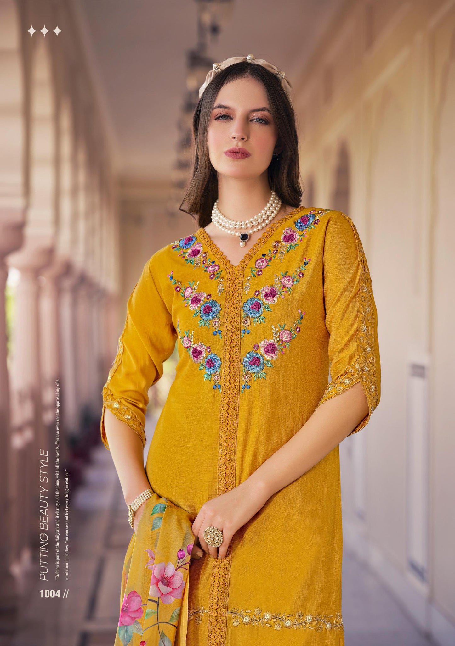 Yellow Kurti Embriodery & Handwork on Pure Viscose fabric.