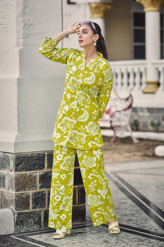 Lemon Co-Ord Set for Women – Heavy Rayon Printed Top & Bottom | Stylish Ethnic W