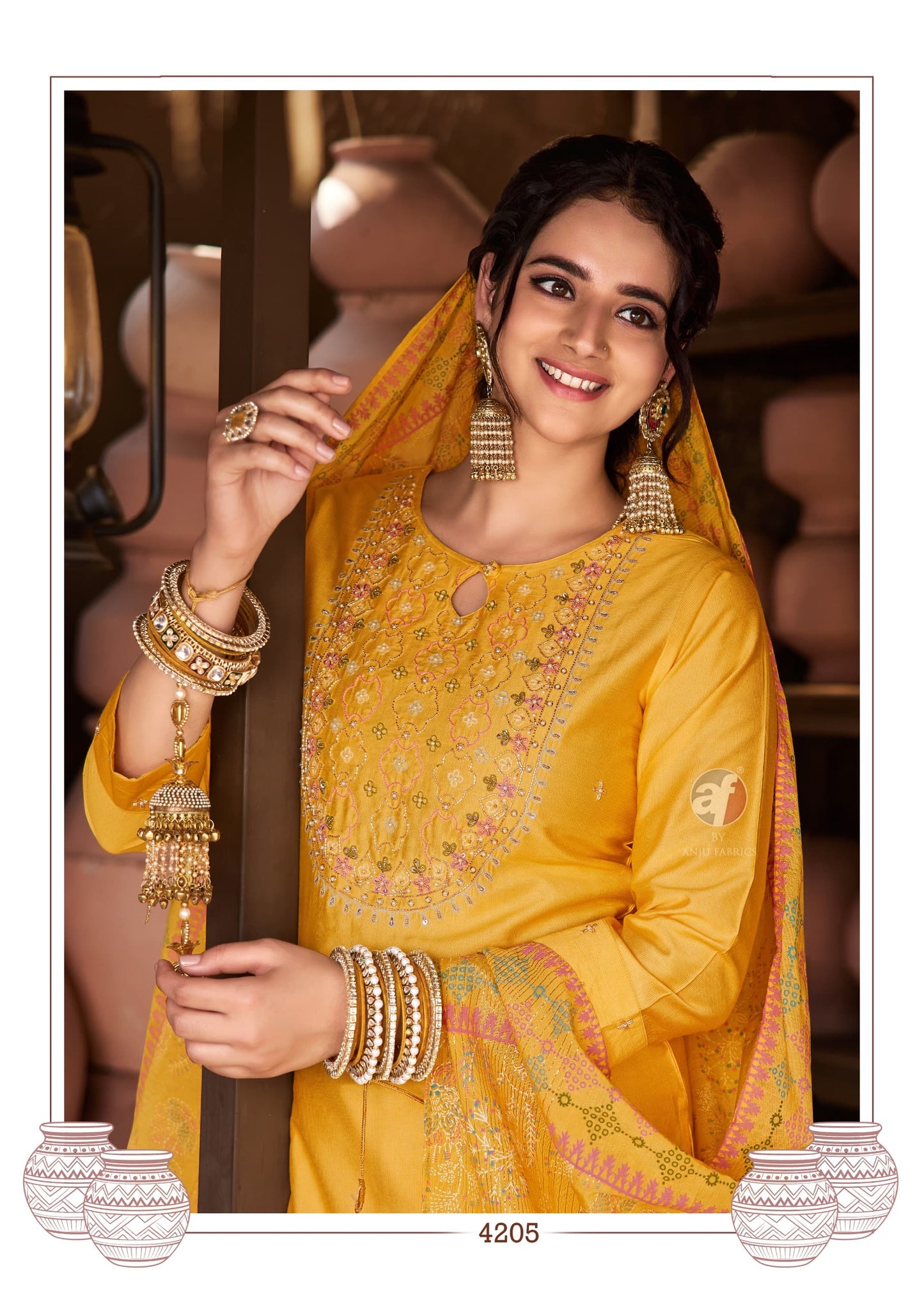 Trendy Yellow Viscose Nylon And Aari Work Kurti With Dupatta – Elegant Ethnic Wear for Women