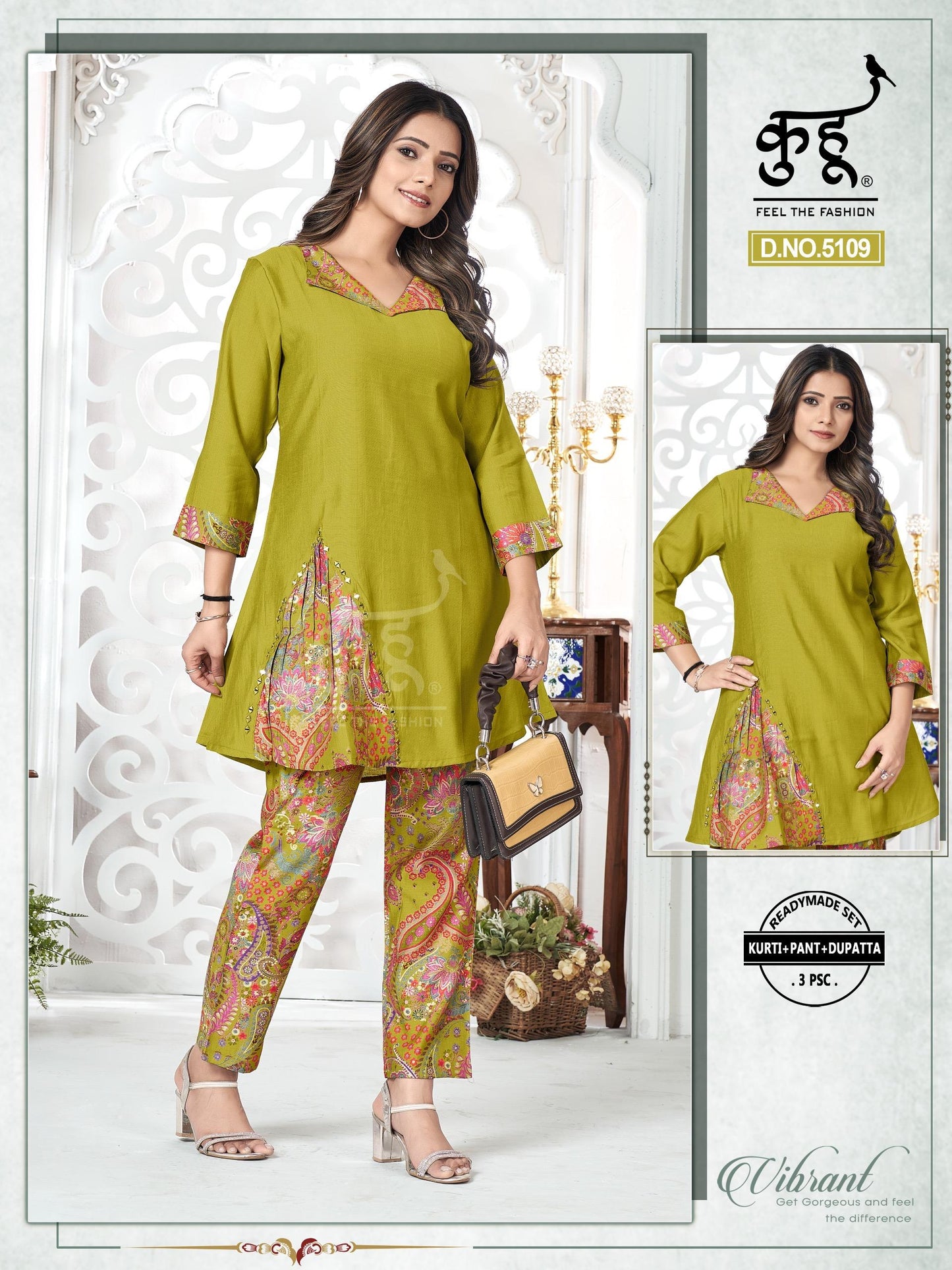 Trendy Green Vatican Fabric Co-ord Set – Stylish & Comfortable Western Wear for Women