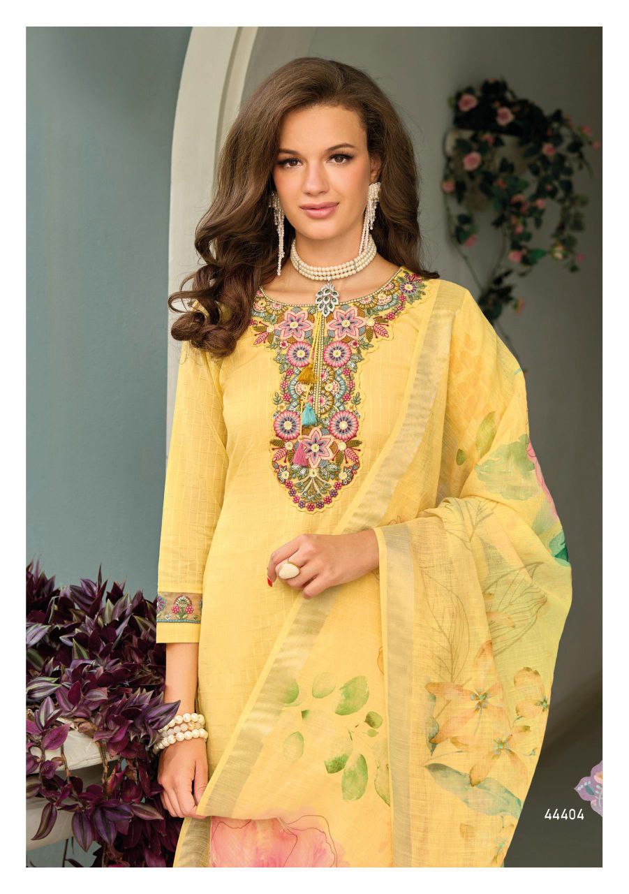 Trendy Yellow Viscose Suit Set with Sequin Work