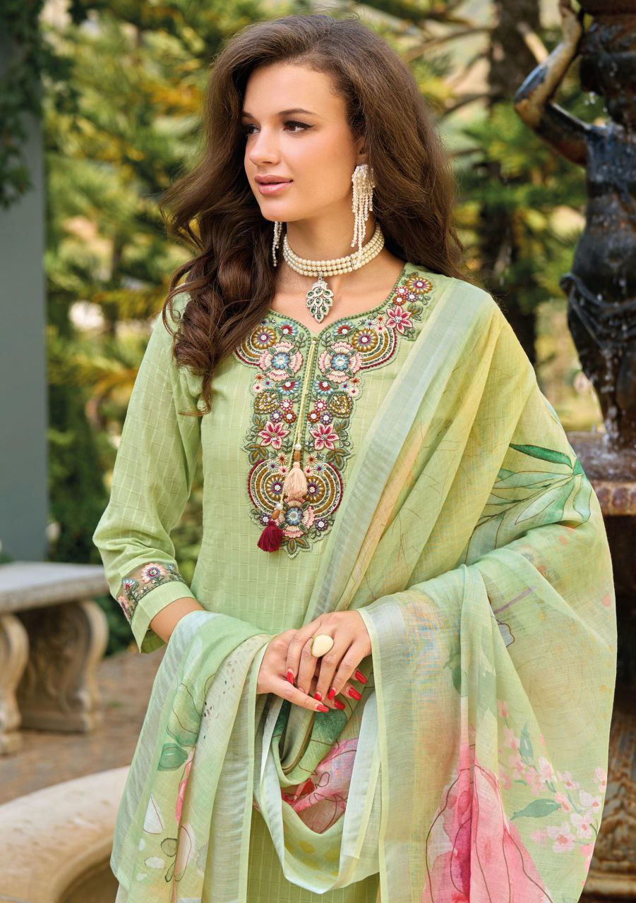 Green Viscose Pakistani Suit with Elegant Embroidery
