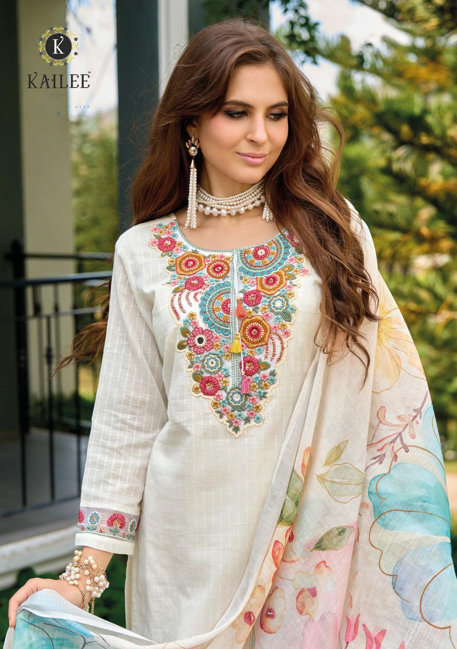White Viscose Suit with Intricate Embroidery