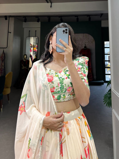 Floral Print Georgette Lehengas- That Capture the Essence of Nature