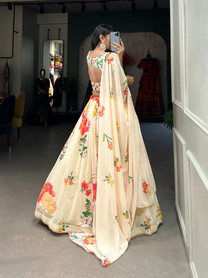 Floral Print Georgette Lehengas- That Capture the Essence of Nature