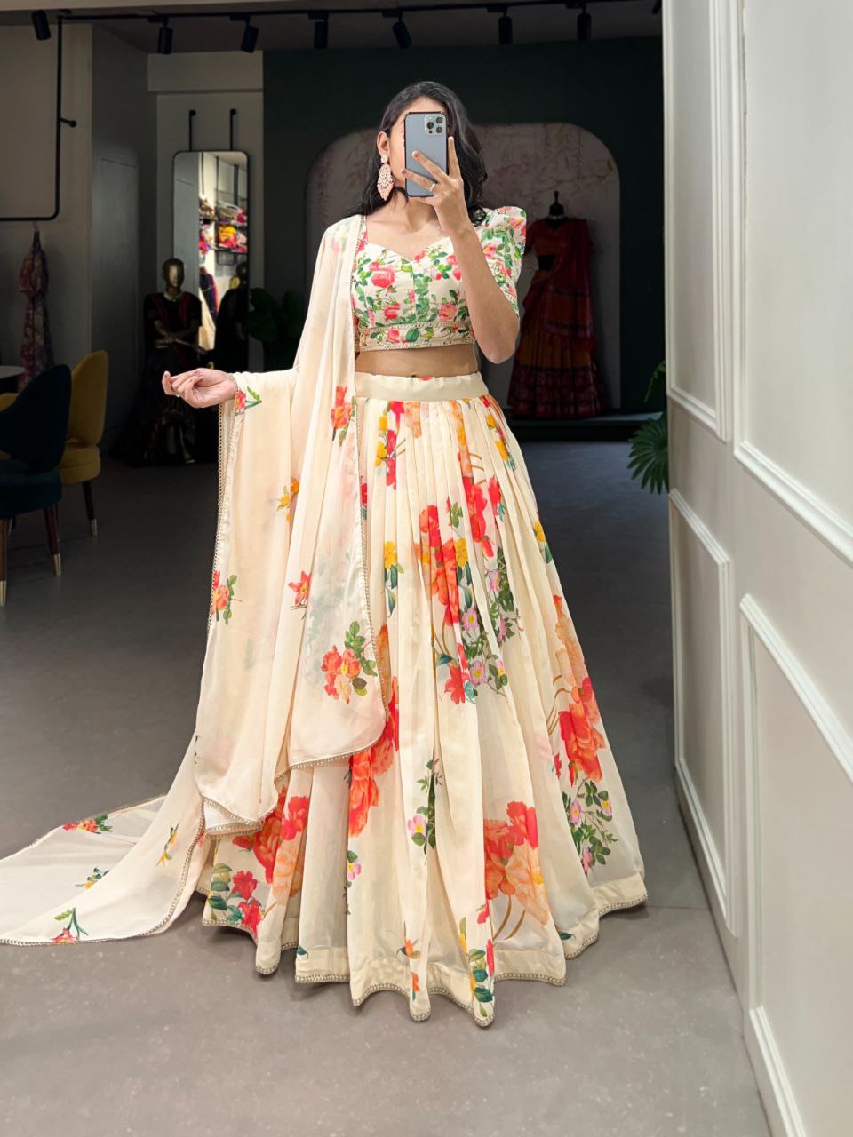 Floral Print Georgette Lehengas- That Capture the Essence of Nature