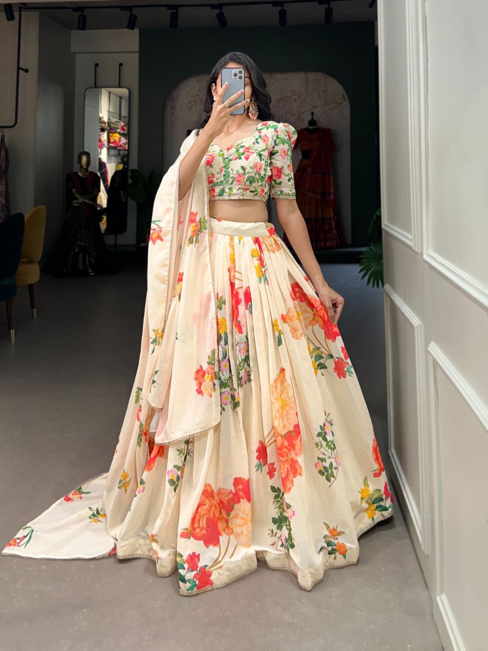 Floral Print Georgette Lehengas- That Capture the Essence of Nature