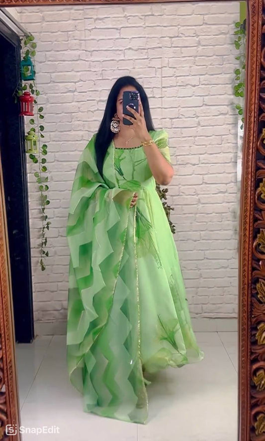Green Color Suit Digital Print Dupatta