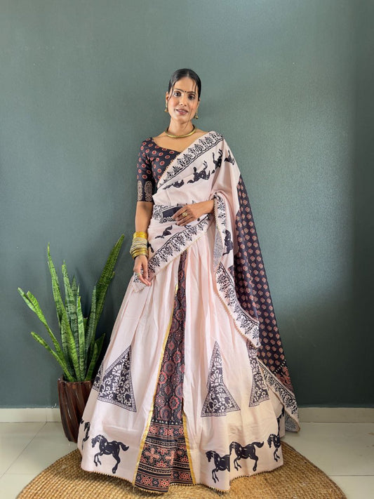 ROYAL COLOUR PURE COTTON DIGITAL PRINT LAHENGA CHOLI