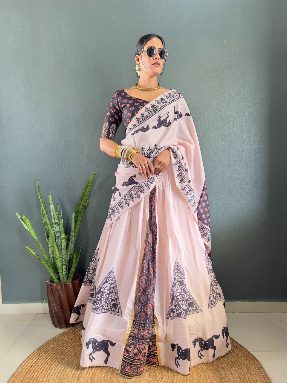 ROYAL COLOUR PURE COTTON DIGITAL PRINT LAHENGA CHOLI