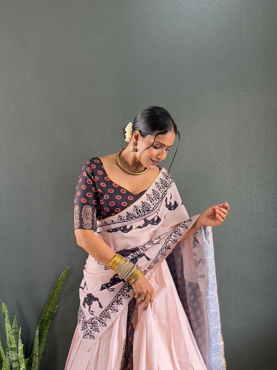 ROYAL COLOUR PURE COTTON DIGITAL PRINT LAHENGA CHOLI