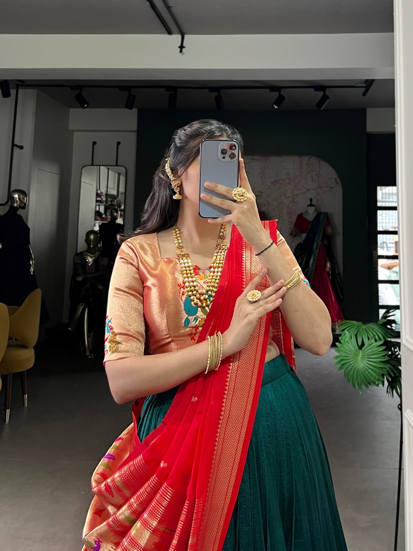 Green Paithani Vichitra Silk Zari Weaving Lehenga Choli with Dupatta