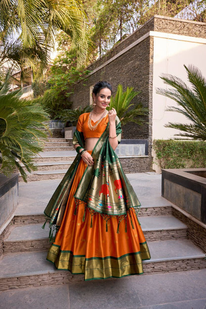 MIRUDHA Collection: Premium Jacquard Paithani Zari Weaving Lehenga Choli