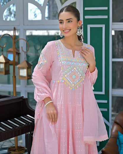 ROYAL PINK FLEX BUTTI COTTON SUIT-SET