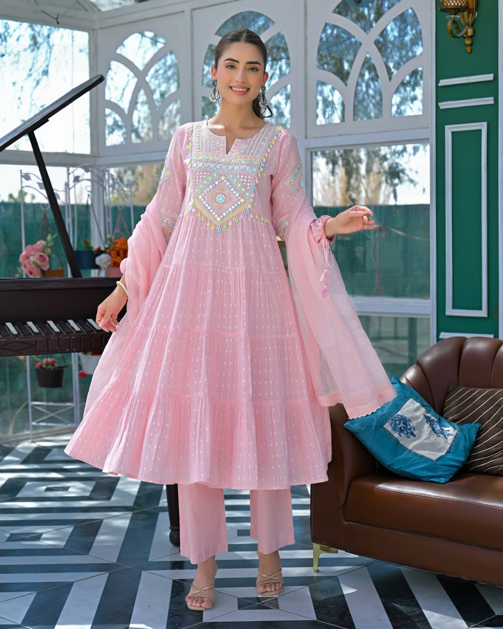 ROYAL PINK FLEX BUTTI COTTON SUIT-SET