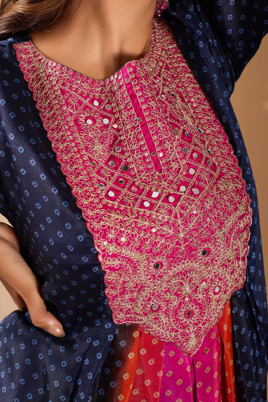 Royal Blue Embroidery Straight Kurta Pant With Dupatta