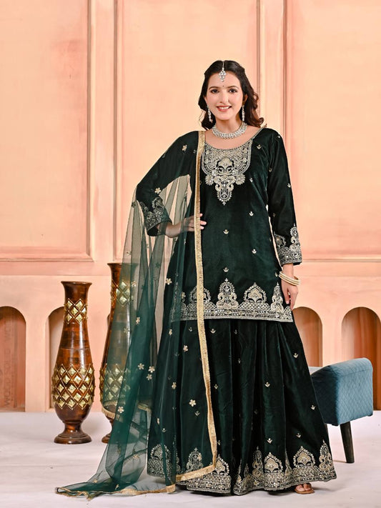 New Designer Party Wear Look Top , Sharara Plazzo and Dupatta