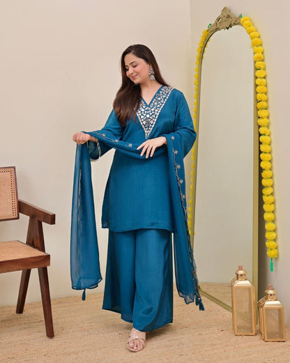 Beautiful Sharara Sets in stunning shades, adorned with exquisite real mirror hand embroidery work