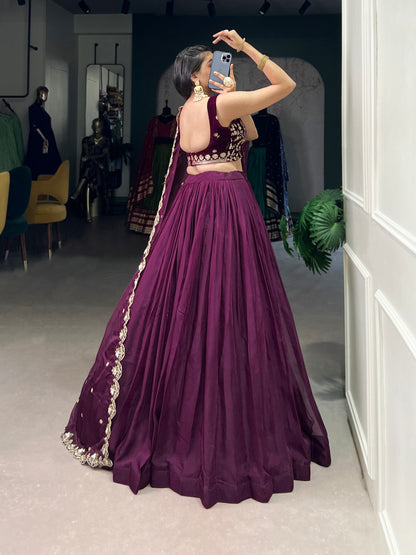 Plain Organza in Deep Purple – Elegant Fabric for Ethnic & Western Wear