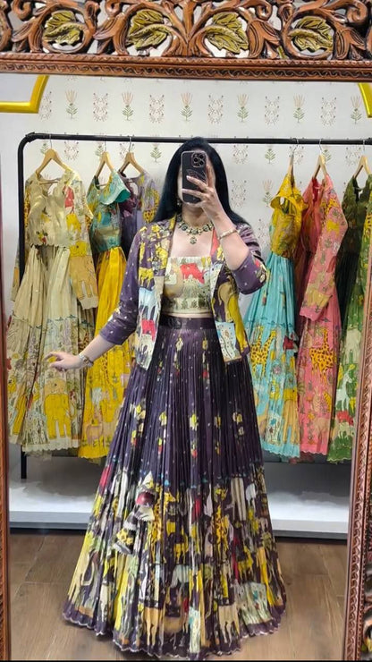 READYMADE COTTON KALAMKARI TRENDY LEHENGA WITH JACKET ONLINE
