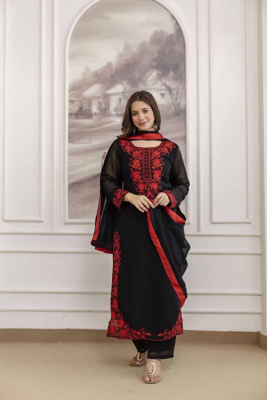 WOMEN FOX BLOOMING GEORGETTE EMBROIDERED KURTA SET