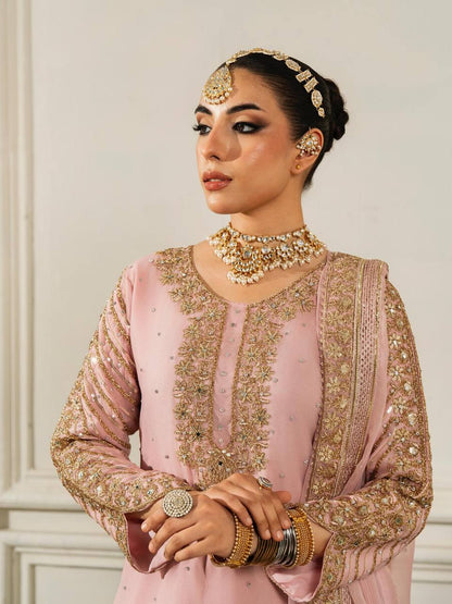 Luxury Pink Heavy Chinon silk With Embroidery Work 3 Piece Kurti & Plazzo & Dupatta