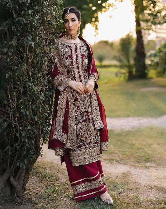 New Designer Party Wear Look Top-Plazzo and Dupatta With Heavy Embroidery Work
