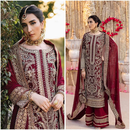 New Designer Party Wear Look Top-Plazzo and Dupatta With Heavy Embroidery Work