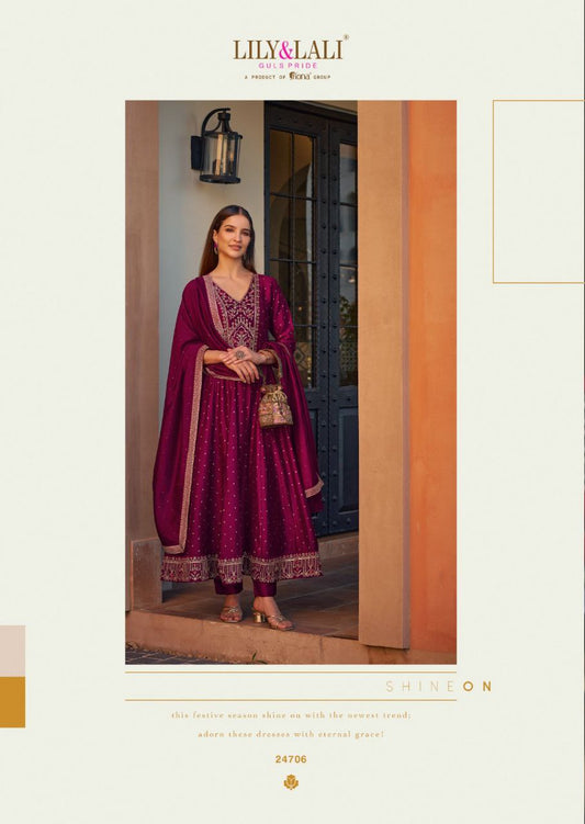 Purple color Kurti in Embroidery Work And Hand Work On Vicitra Silk.
