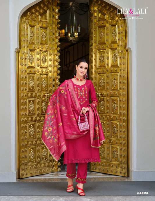 Red Kurtie in Embroidery Work & Viscose Fabrics.