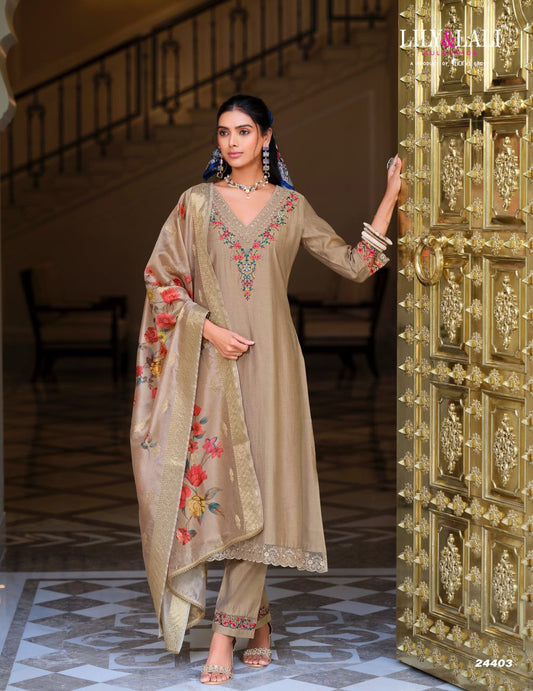Beige Color Kurtie in Embroidery Work & Viscose Fabrics.