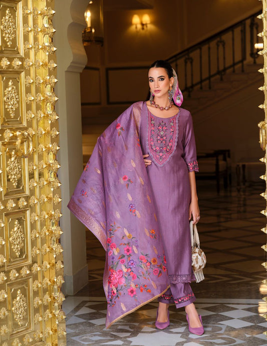 Light Purple Color Kurtie in Embroidery Work & Viscose Fabrics.