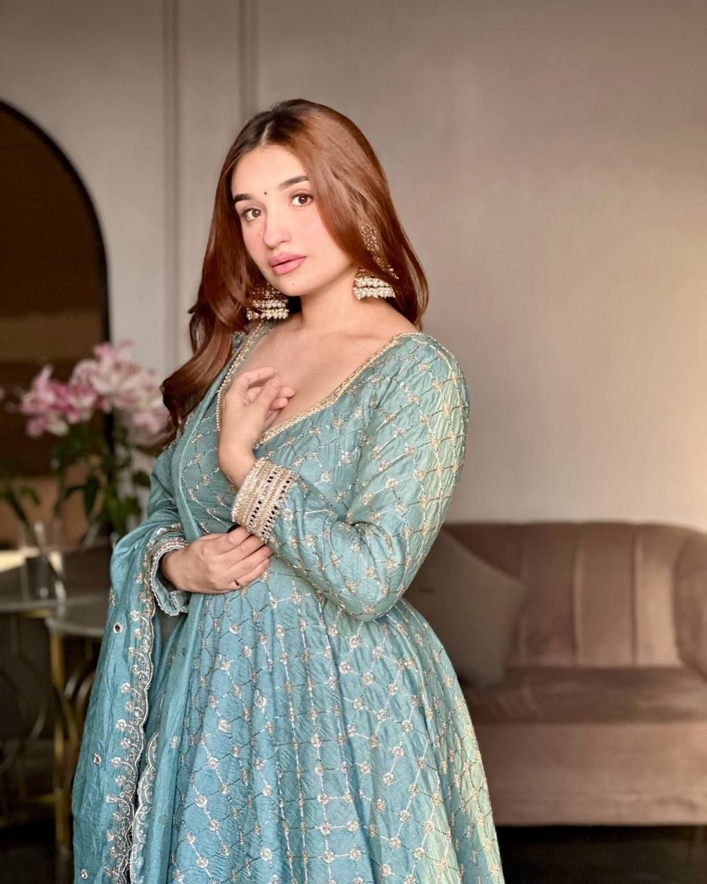 *WOMEN'S ROYAL SKYBLUE ANARKALI SUIT*