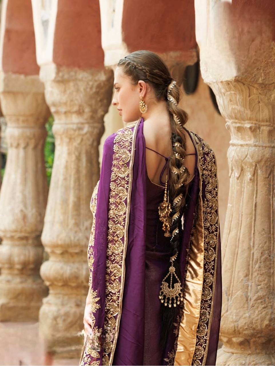 Purple Kaliyan Hand Embroidery work Sharara Suit