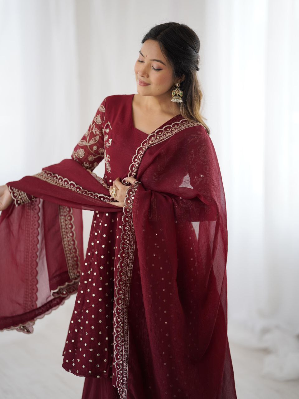 Majestic Purple Ethnic set - Mirror & thread work