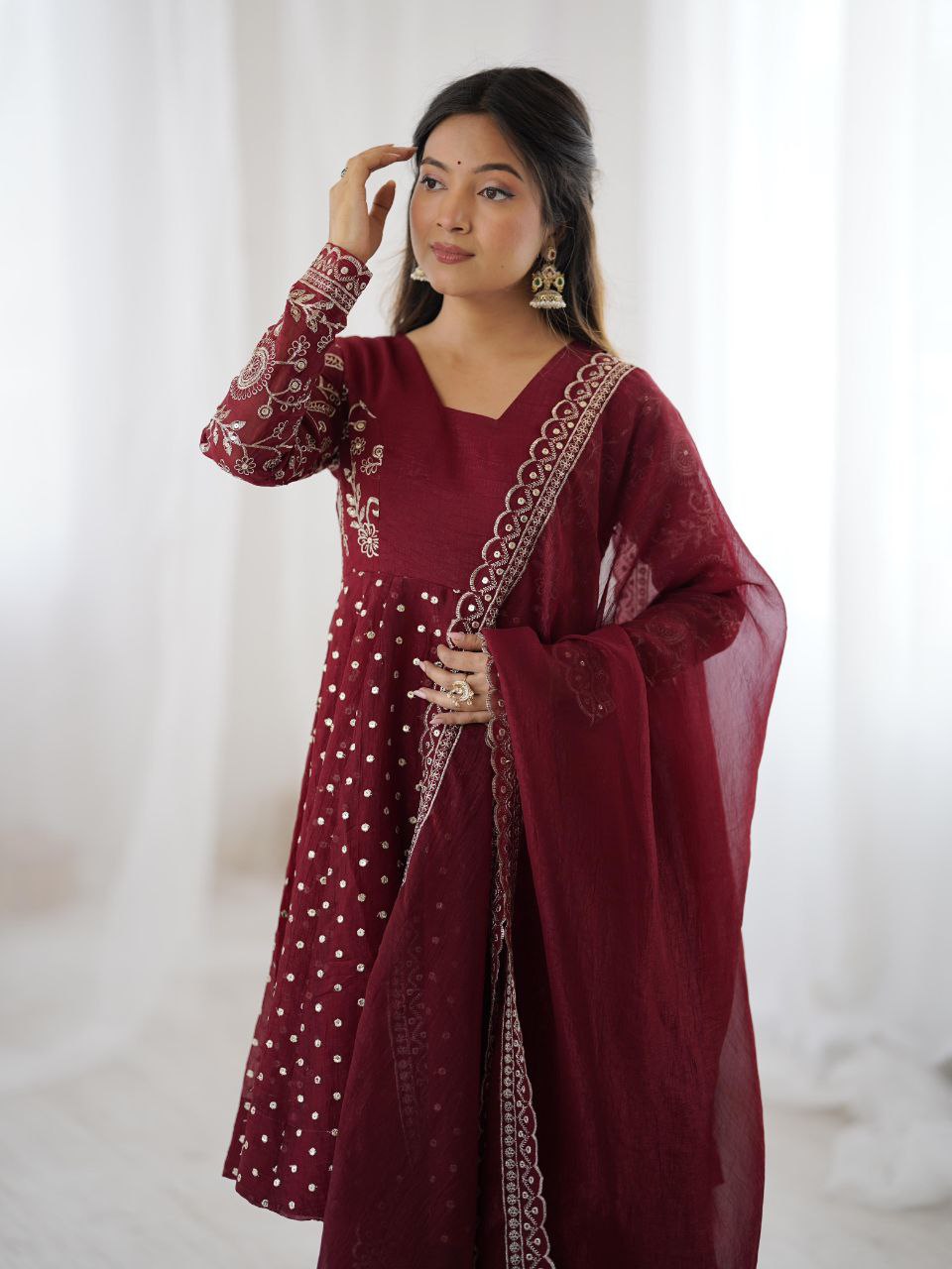 Majestic Purple Ethnic set - Mirror & thread work