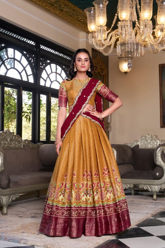 Sunshine Yellow Kanchipuram Lehenga with Traditional Zari