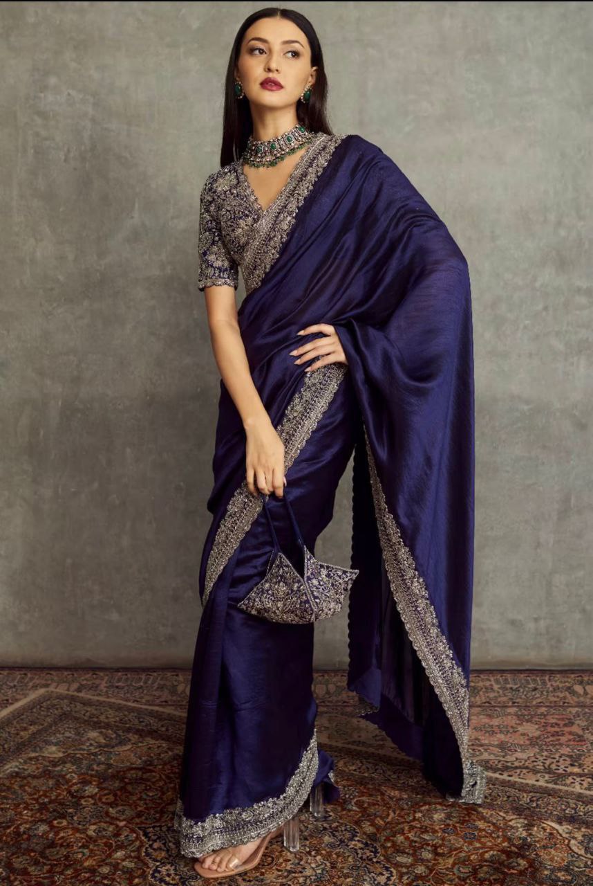 Navy blue Soft space silk saree