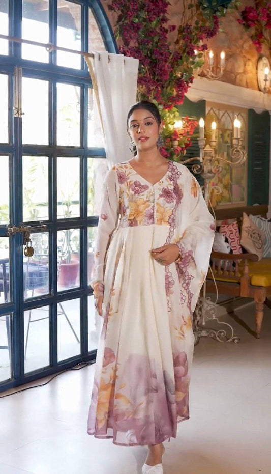 Tabby Organza With Embroidery Sequence Gown