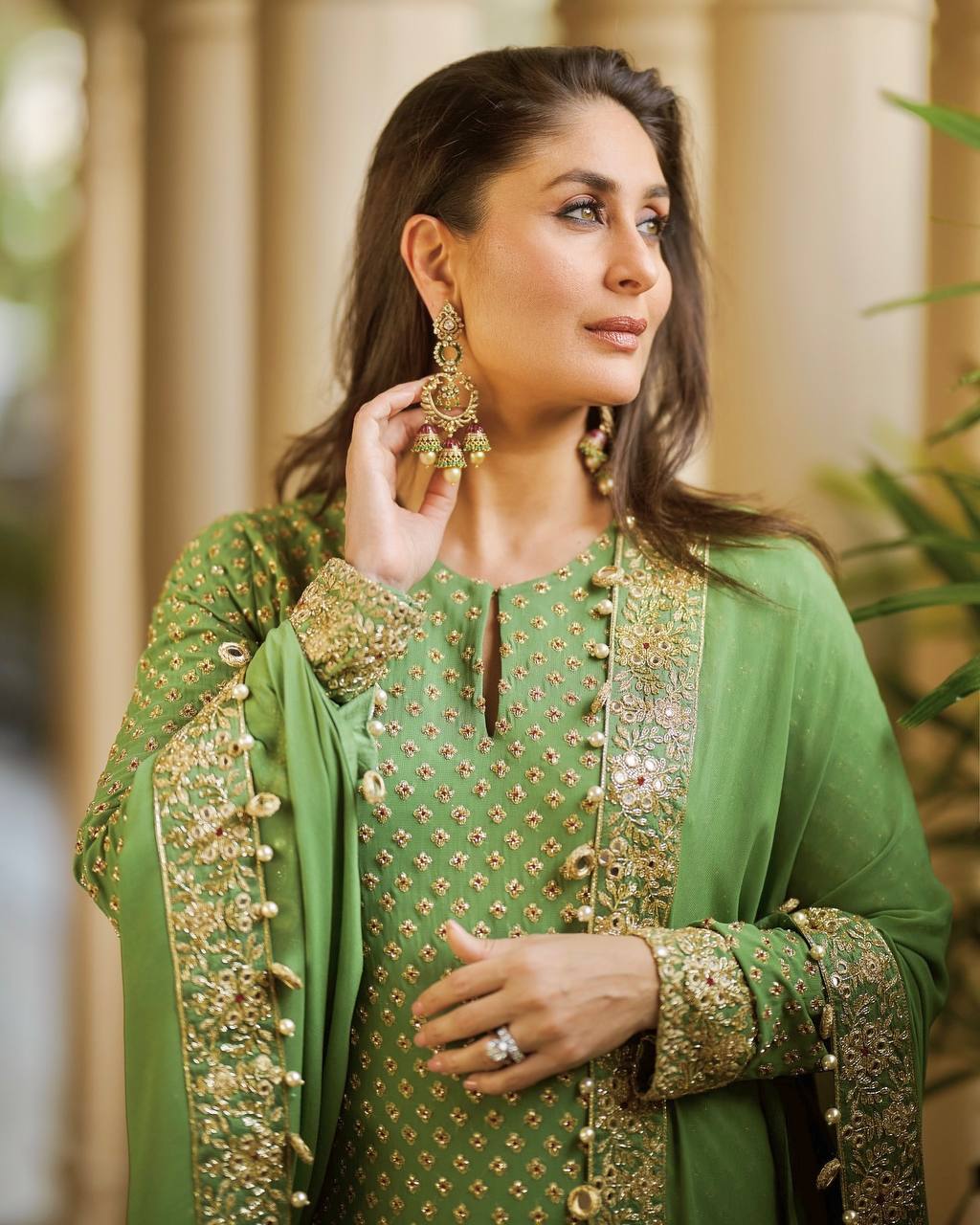 ROYAL OFF GREEN 3 PIECE FANCY KURTI WITH BEAUTIFUL BOTTOM AND DUPATTA