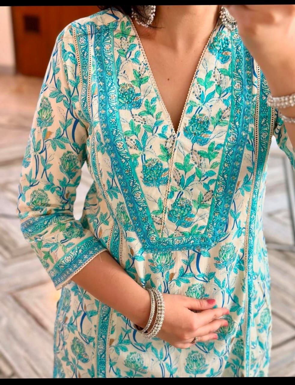 Pure fine Cotton fabric Kurti with Pant