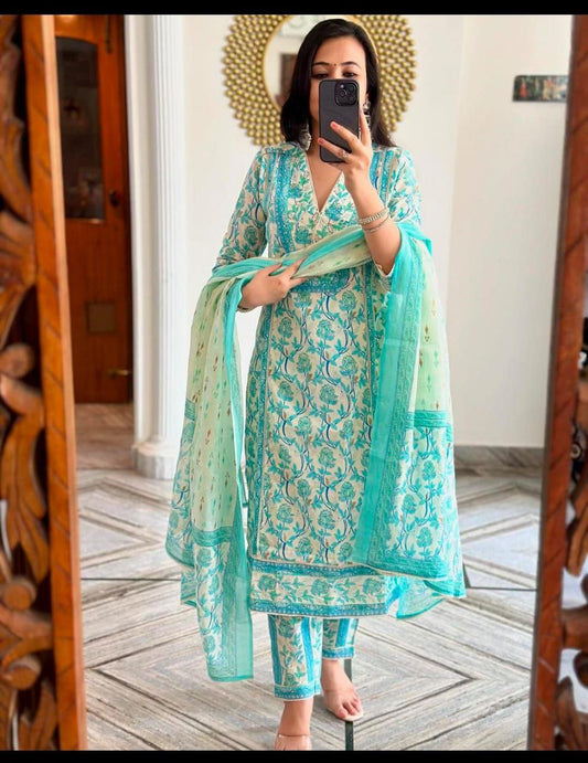 Pure fine Cotton fabric Kurti with Pant