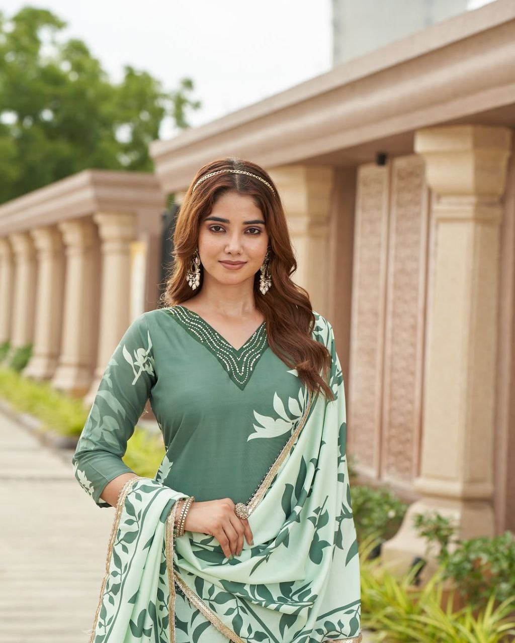 Royal Green Cotton Digital Print Kurti – Trendy Design